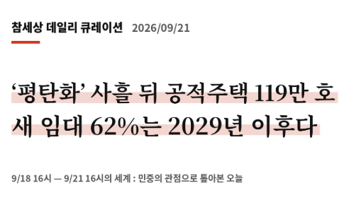 ‘평탄화’ 사흘 뒤 공적주택 119만 호, 새 임대 62%는 2029년 이후다